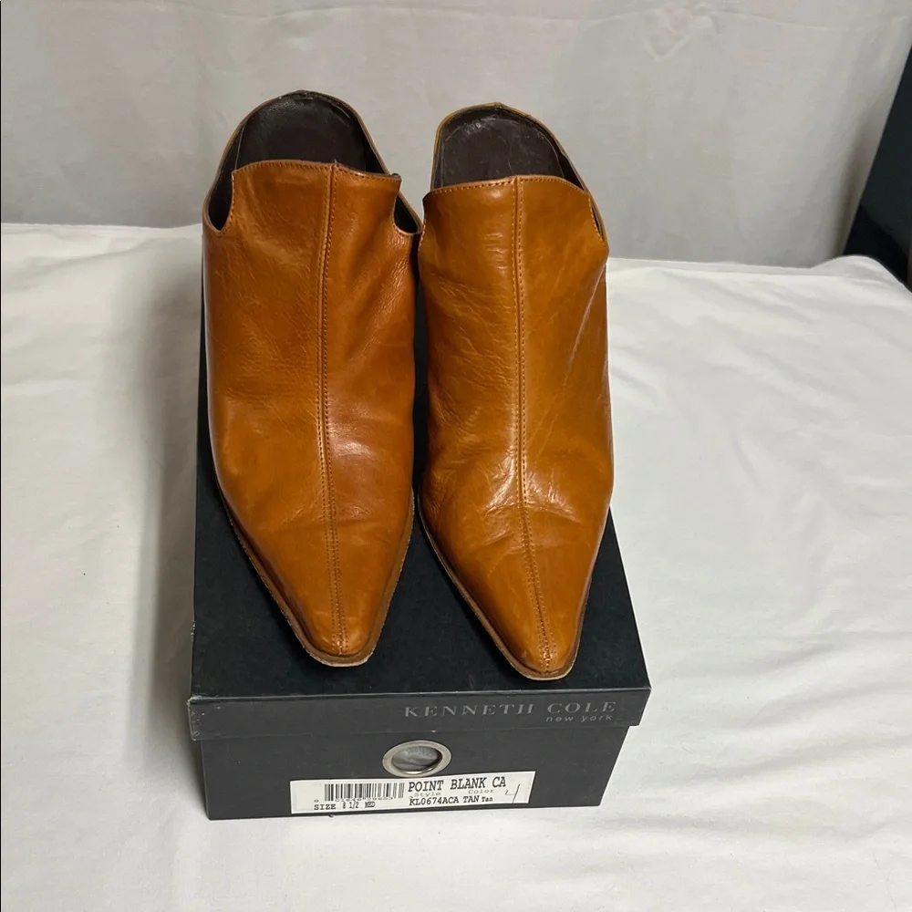 Kenneth Cole Point Blank Brown/Tan Leather Mule Ankle Boots